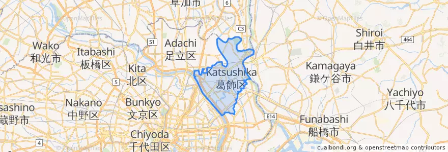 Mapa de ubicacion de 葛飾区.