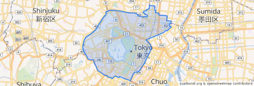 Mapa de ubicacion de 千代田区.