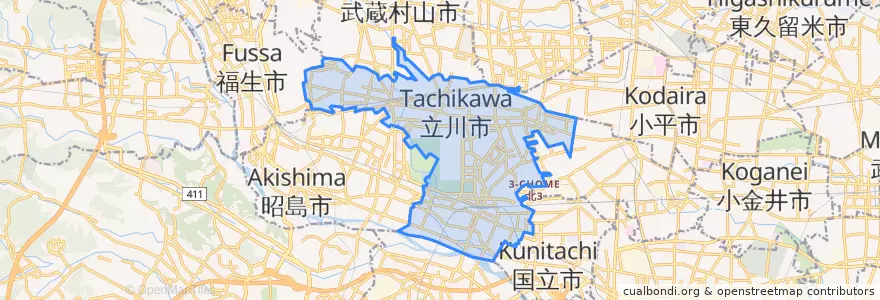 Mapa de ubicacion de Tachikawa.