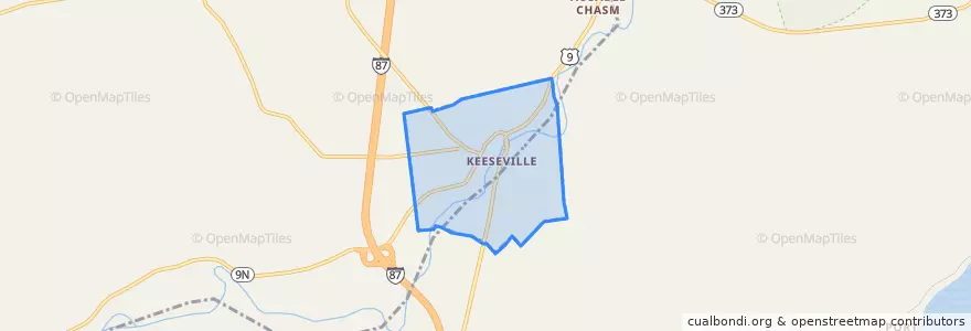 Mapa de ubicacion de Keeseville.