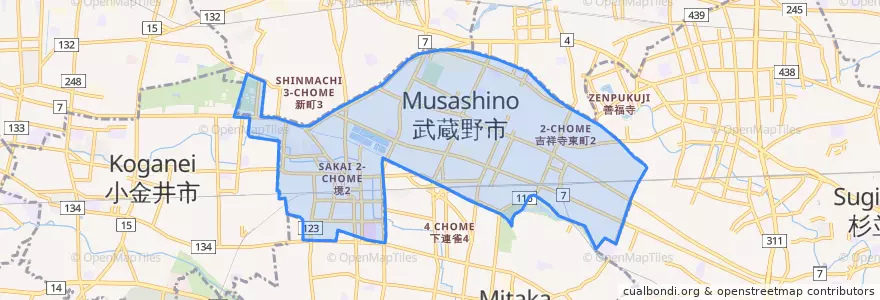 Mapa de ubicacion de 武蔵野市.