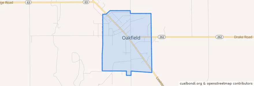 Mapa de ubicacion de Oakfield.