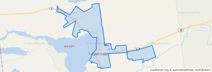Mapa de ubicacion de Tupper Lake.