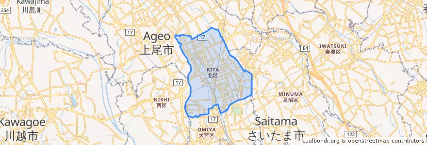 Mapa de ubicacion de Kita Ward.