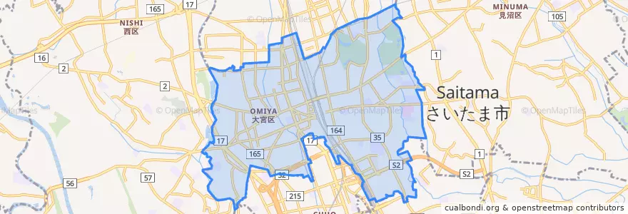 Mapa de ubicacion de Omiya Ward.