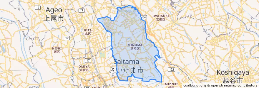 Mapa de ubicacion de Minuma Ward.