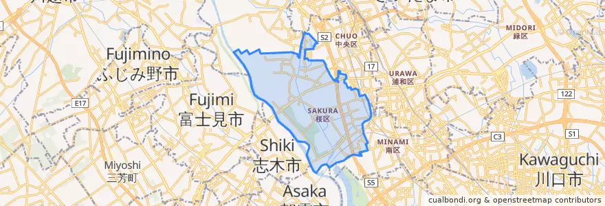 Mapa de ubicacion de 桜区.