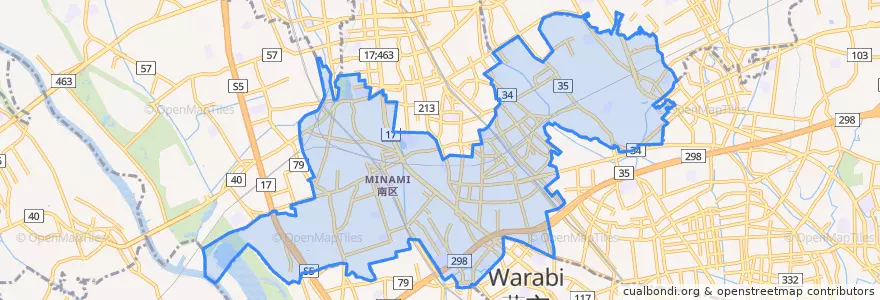 Mapa de ubicacion de Minami Ward.