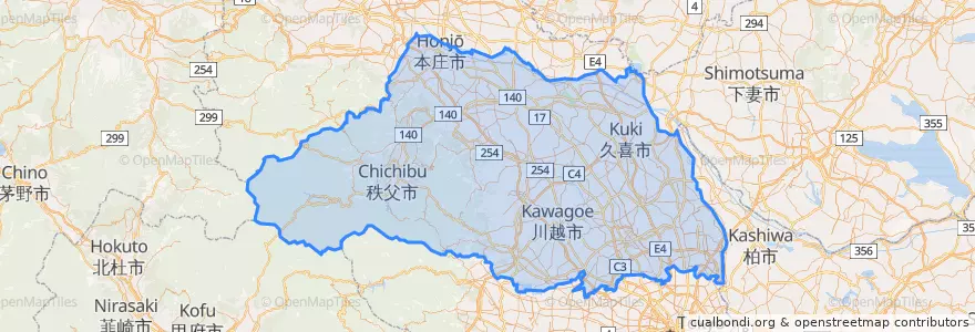 Mapa de ubicacion de 埼玉県.