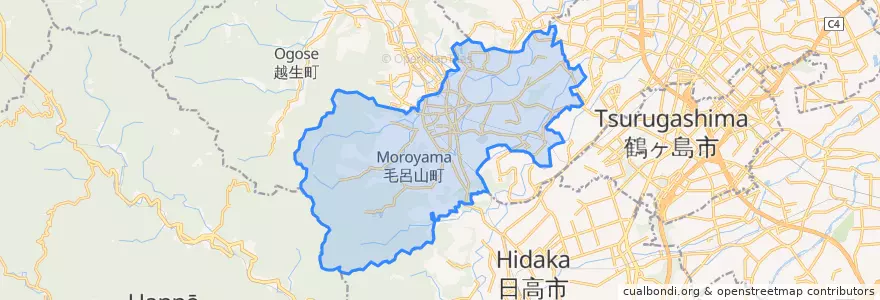 Mapa de ubicacion de 毛呂山町.