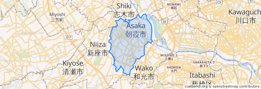 Mapa de ubicacion de Asaka.
