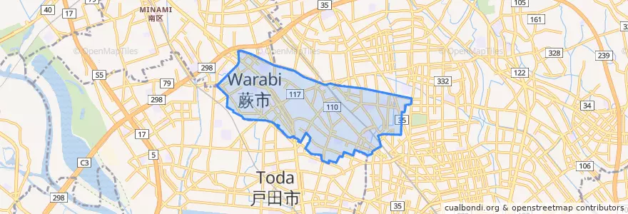 Mapa de ubicacion de Warabi.