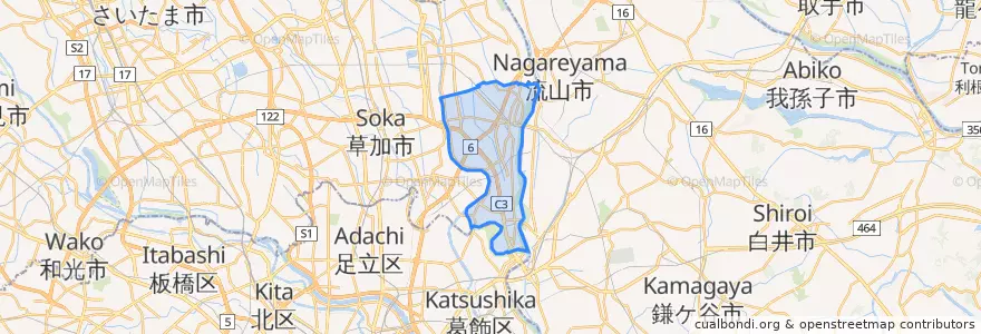 Mapa de ubicacion de 三郷市.