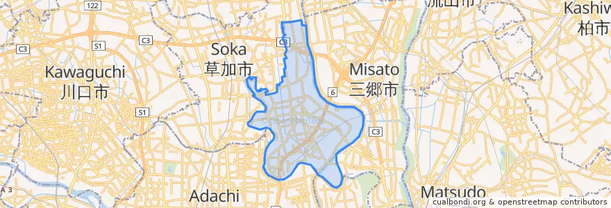 Mapa de ubicacion de 八潮市.