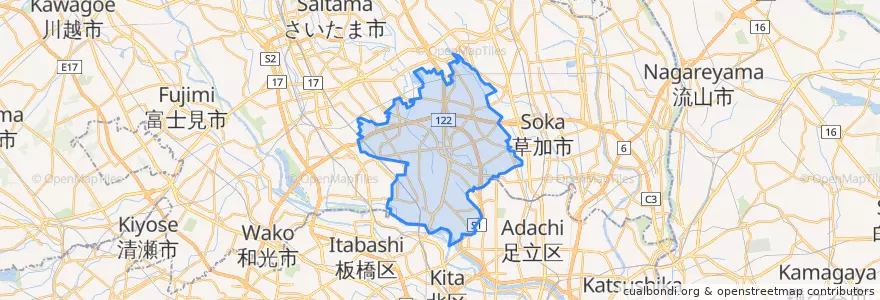 Mapa de ubicacion de Kawaguchi.