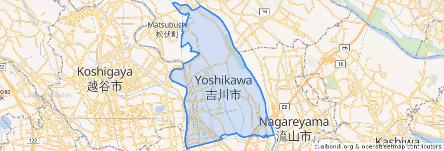Mapa de ubicacion de 吉川市.