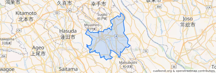 Mapa de ubicacion de 春日部市.
