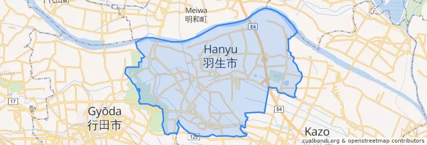 Mapa de ubicacion de 羽生市.