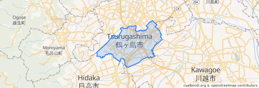 Mapa de ubicacion de 鶴ヶ島市.