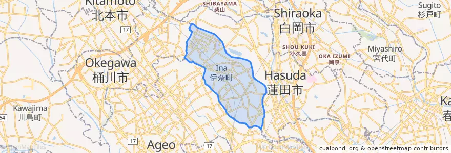 Mapa de ubicacion de 伊奈町.