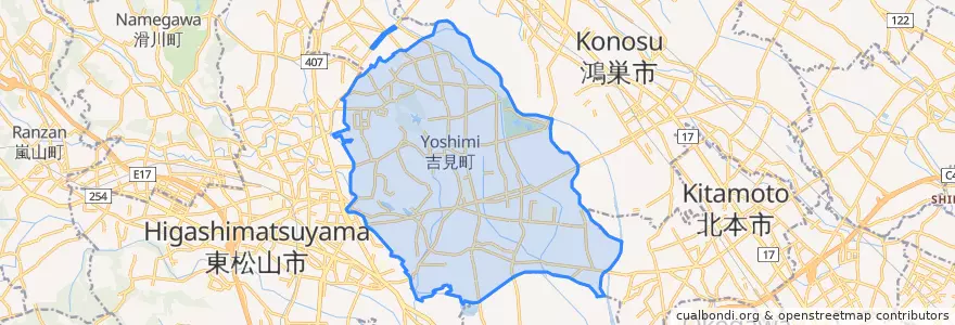 Mapa de ubicacion de 吉見町.