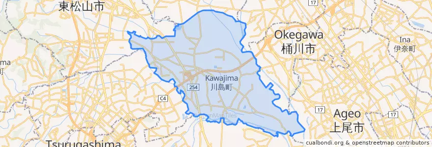Mapa de ubicacion de 川島町.
