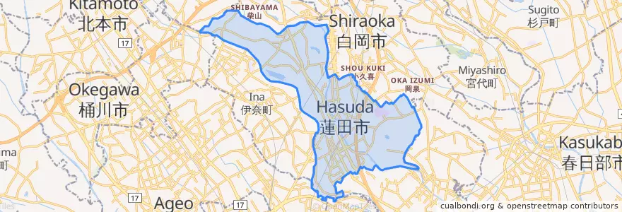Mapa de ubicacion de 蓮田市.