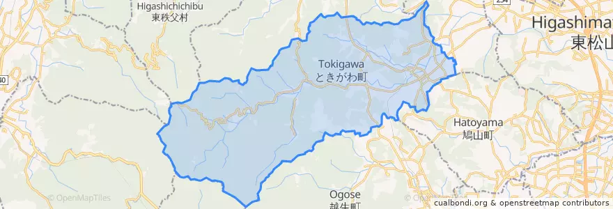 Mapa de ubicacion de ときがわ町.