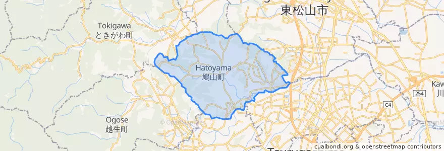 Mapa de ubicacion de 鳩山町.