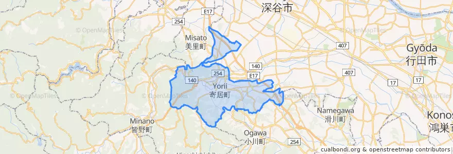 Mapa de ubicacion de 寄居町.