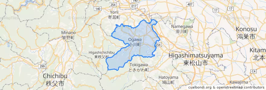 Mapa de ubicacion de 小川町.