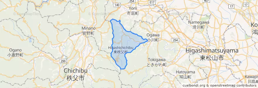 Mapa de ubicacion de Higashichichibu.