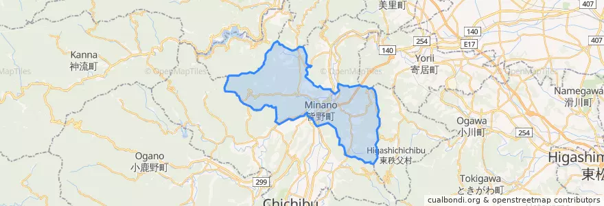 Mapa de ubicacion de 皆野町.