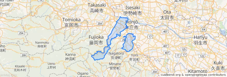 Mapa de ubicacion de 児玉郡.