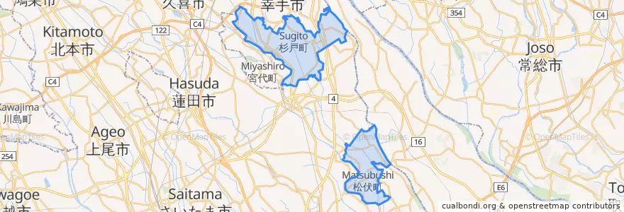 Mapa de ubicacion de 北葛飾郡.