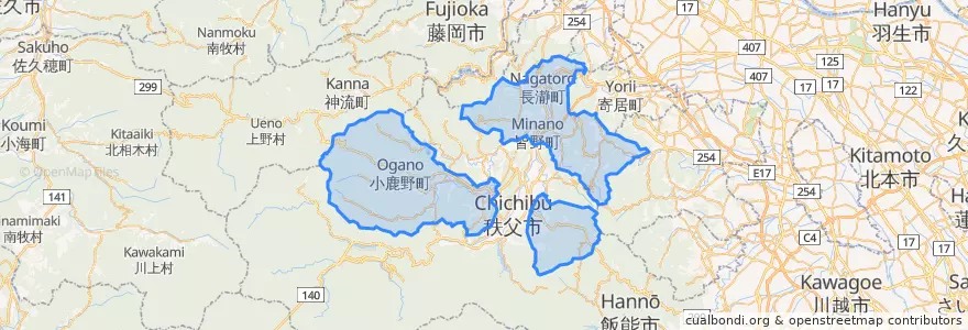 Mapa de ubicacion de 秩父郡.