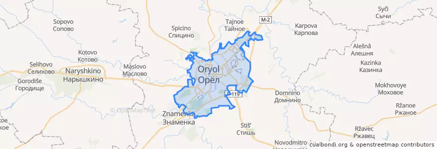 Mapa de ubicacion de Oryol.