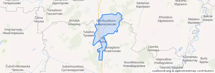Mapa de ubicacion de Ишлинский сельсовет.