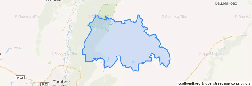 Mapa de ubicacion de Бондарский район.