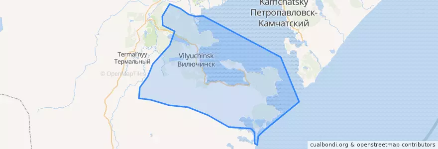 Mapa de ubicacion de Вилючинский городской округ.