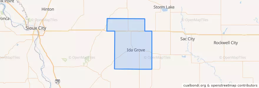 Mapa de ubicacion de Ida County.