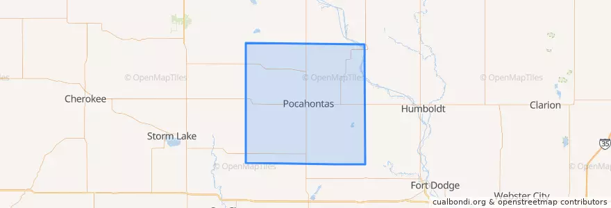 Mapa de ubicacion de Pocahontas County.