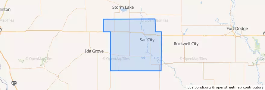 Mapa de ubicacion de Sac County.