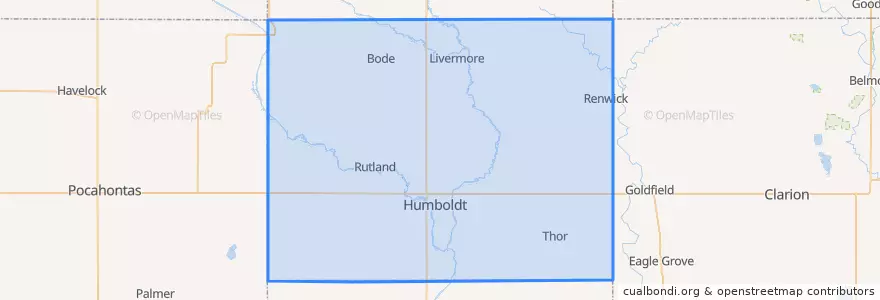 Mapa de ubicacion de Humboldt County.