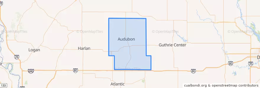 Mapa de ubicacion de Audubon County.