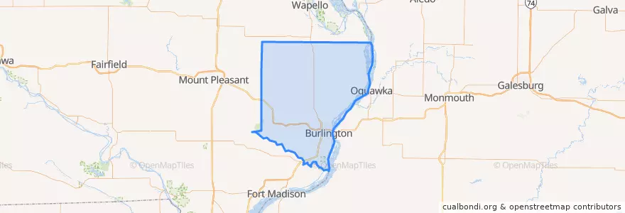 Mapa de ubicacion de Des Moines County.