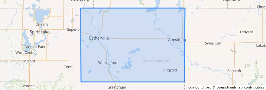 Mapa de ubicacion de Emmet County.