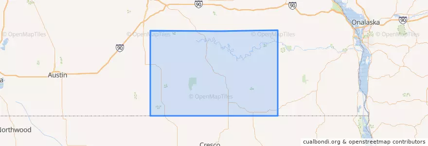 Mapa de ubicacion de Fillmore County.