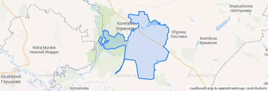 Mapa de ubicacion de Кореневский сельсовет.