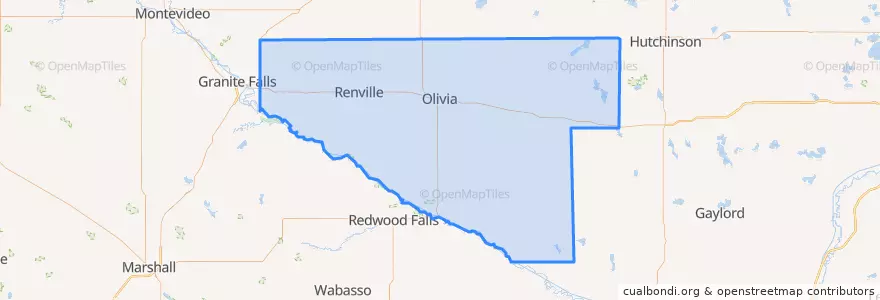 Mapa de ubicacion de Renville County.
